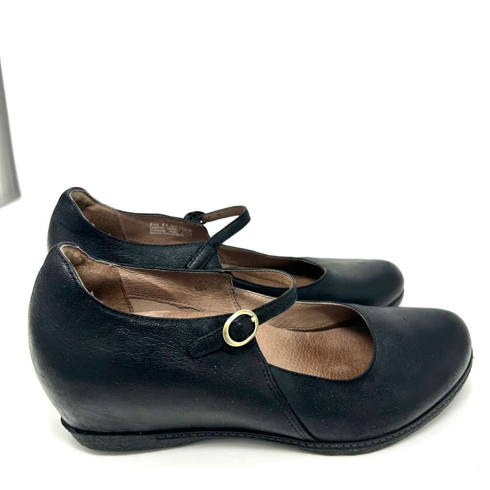 Dansko Elegant Black Mary Jane Wedge Shoes Genuine Leather